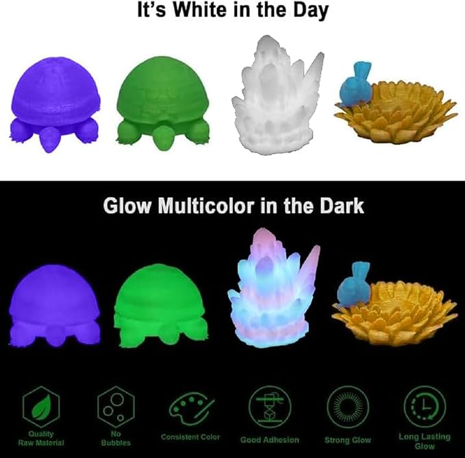 YOUSU 3D Printer Filament Bundle, Glow in The Dark Filament Multicolor - Image 2