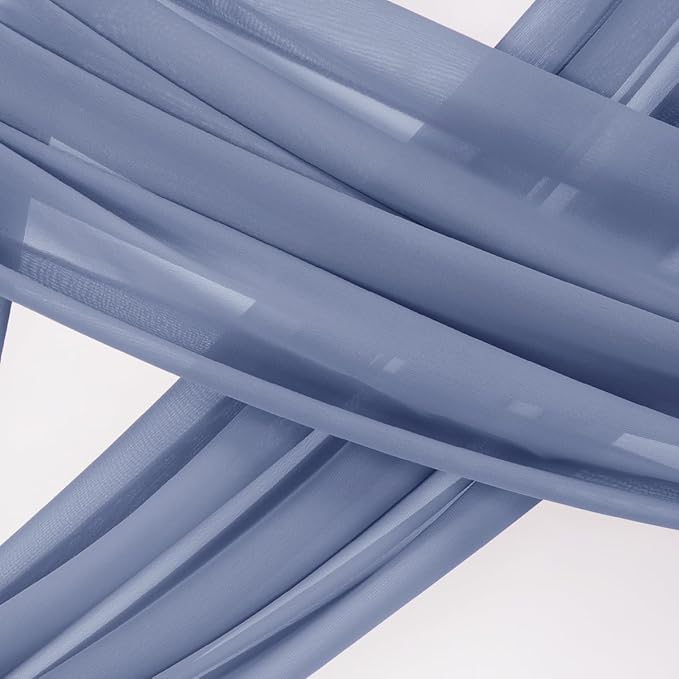 Socomi Wedding Arch Draping Fabric 1 Panel 29" x 19Ft Dusty Blue Sheer Chiffon - Image 3