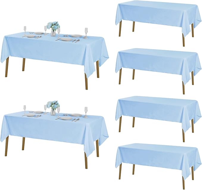 Fokitut 6 Pack Rectangle Tablecloth, 60x120 Inch, Stain Resistant and Wrinkle by Fokitut