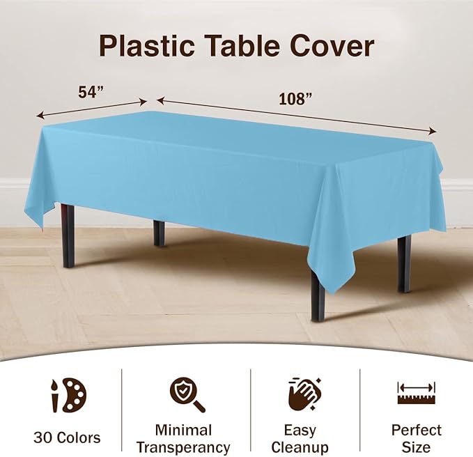 Exquisite *Premium* Sky Blue Table Cover 12 Pack - Image 3