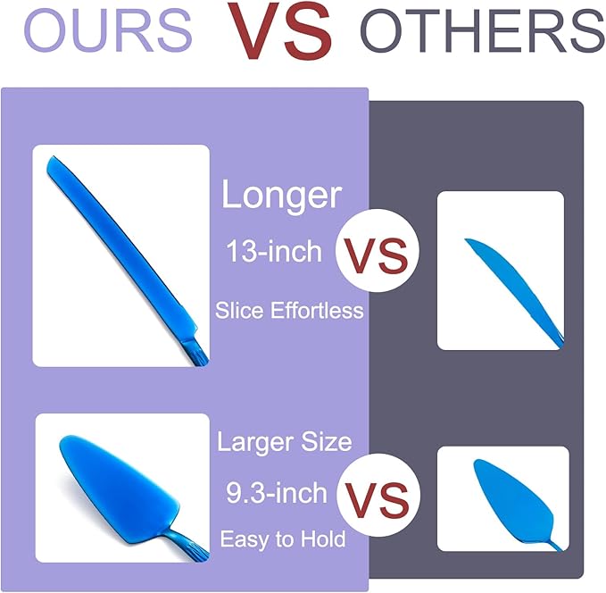 Blue Cake Cutter Set, Stainless Steel Cake Cutting Utensils Include Cake Knife - Image 5