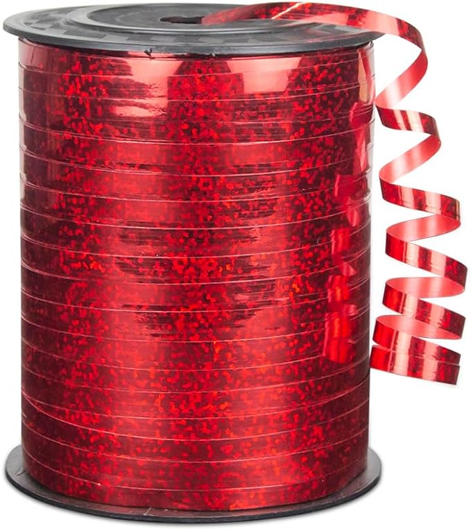 KMER LIFE Premium Red Shiny Curling Shiny Ribbon, 1/5" Wide x 500 Yards by KMERLIFE