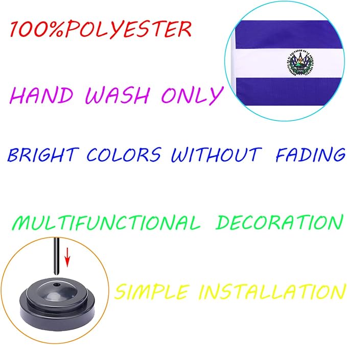 WXTWK 2 Pack Salvador Flag Salvador Deluxe Desk Flag Set - Image 4