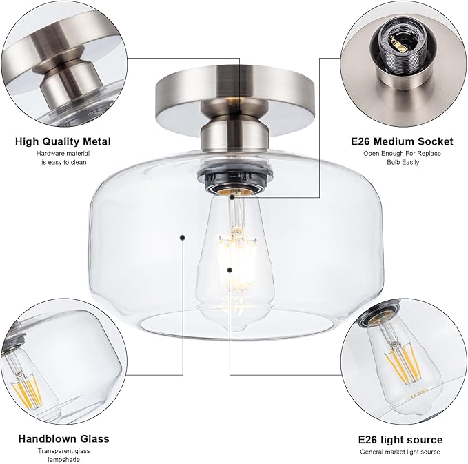 Semi Flush Mount Ceiling Light Fixture - Image 6