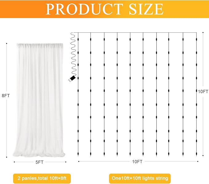 Fomcet Ivory Tulle Backdrop Curtains - Image 2