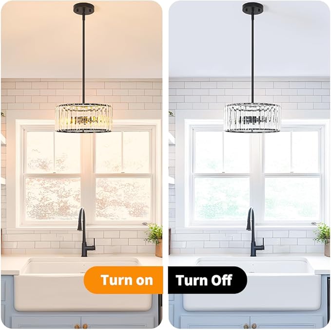 Black 3 Light Crystal Chandelier, Modern Dining Room Light Fixture over Table - Image 5