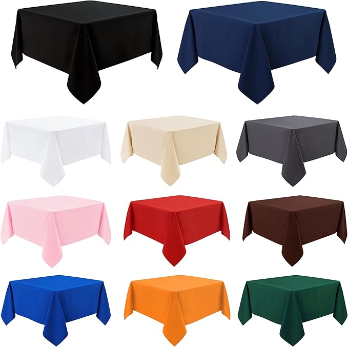 2 Pack Square Table Cloth 70X70 Inch White Washable Fabric Tablecloth Polyester - Image 7