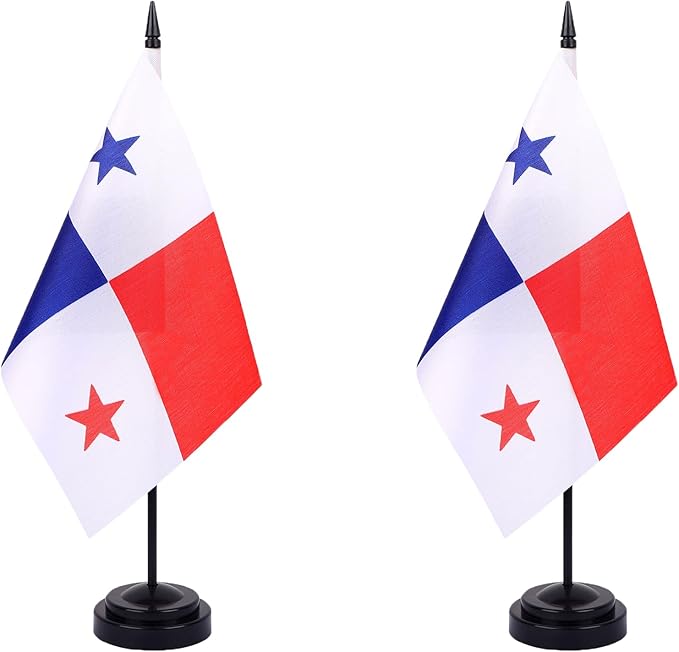 Panama Desk Flag 12" Solid Pole Deluxe Set Panamanian Flags Banner Mini Small by Unknown