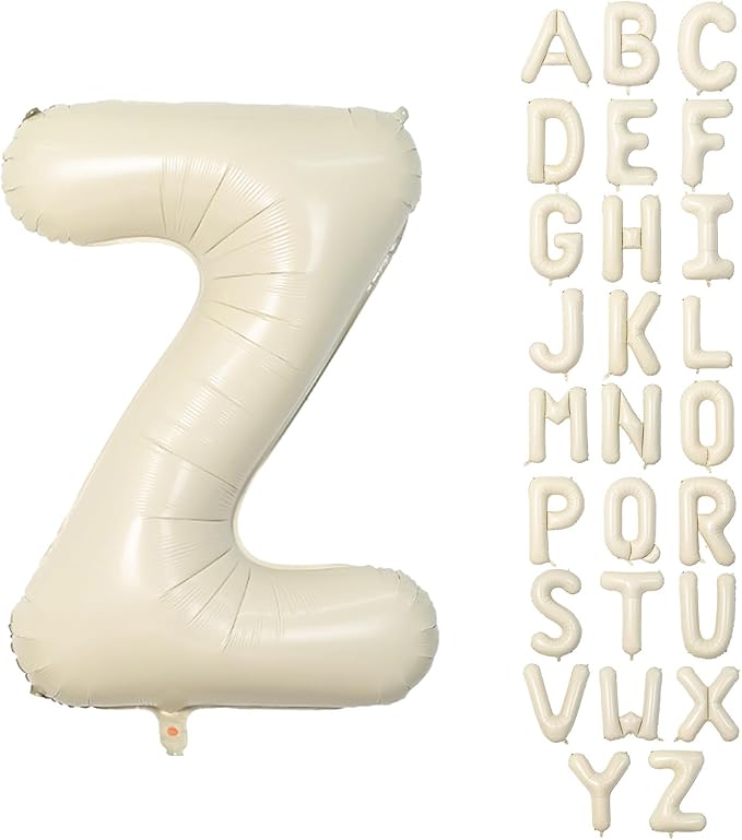40 Inch Letter Balloons Z, Big Custom A-Z Alphabet Foil Name Balloon Cream White by KAINSY