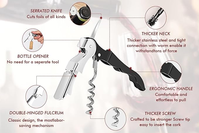 Professional Waiter Corkscrew Wine Openers Set, Upgraded - Image 2