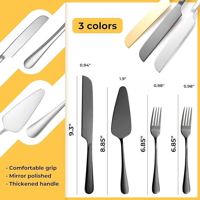 Personalized Wedding Cake Knife and Server Set Stainless Steel Forks Cake - Image 3
