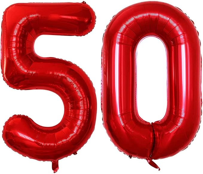 GOER Number 50 Balloons for 50th Birthday Party Decorations, 42 Inch Jumbo Foil by GOER
