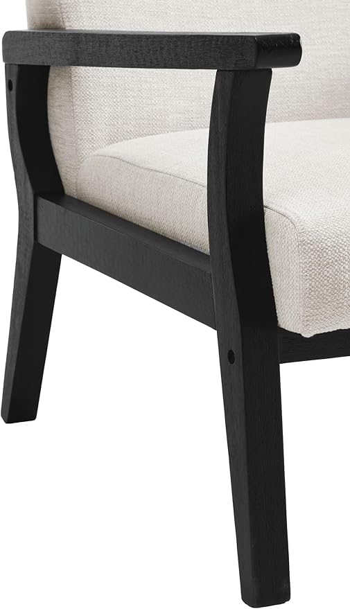 Mid Century Modern Accent Chair, Linen Upholstered Living Room Accent Armchair - Image 5