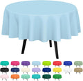 QIKSION Light Blue Round Tablecloth 2 Pack, 84 Inch Plastic Table Cover by QIKSION