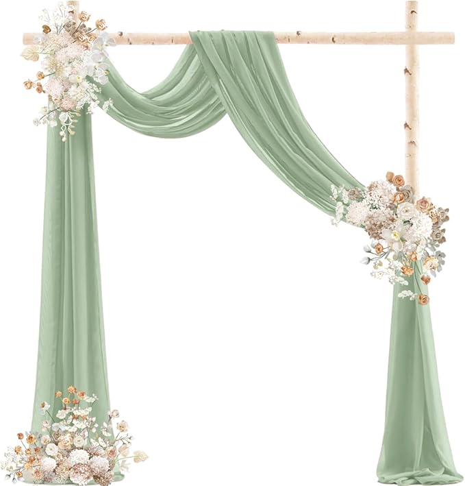 Sage Green Wedding Arch Draping Fabric 2 Panels 29" x 20 FT Wedding Drapes - Image 5