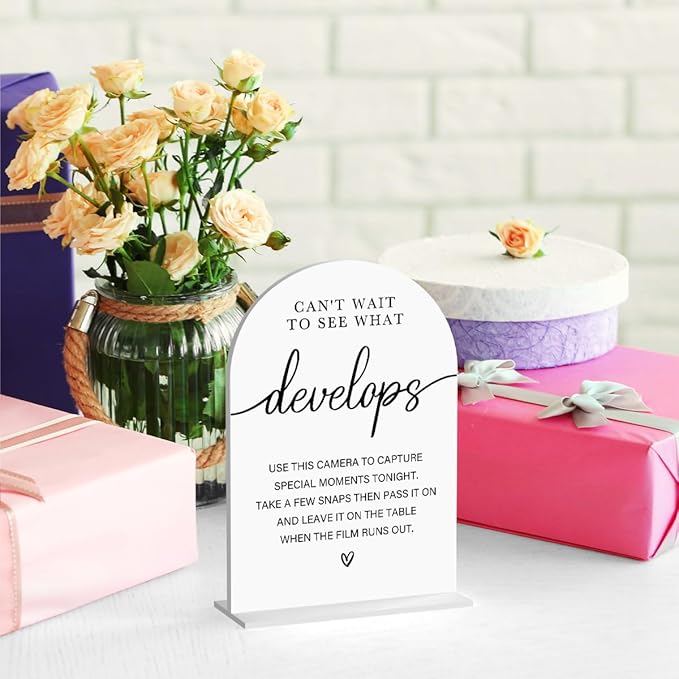 Acrylic Wedding Sign Can't Wait to See What Develops Sign - Image 4