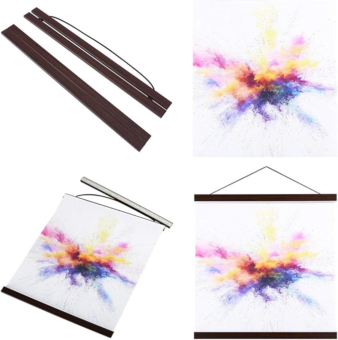 25x16 25x35 25x38 Poster Frame, Magnetic Light Wood Wooden Frame Hanger - Image 2