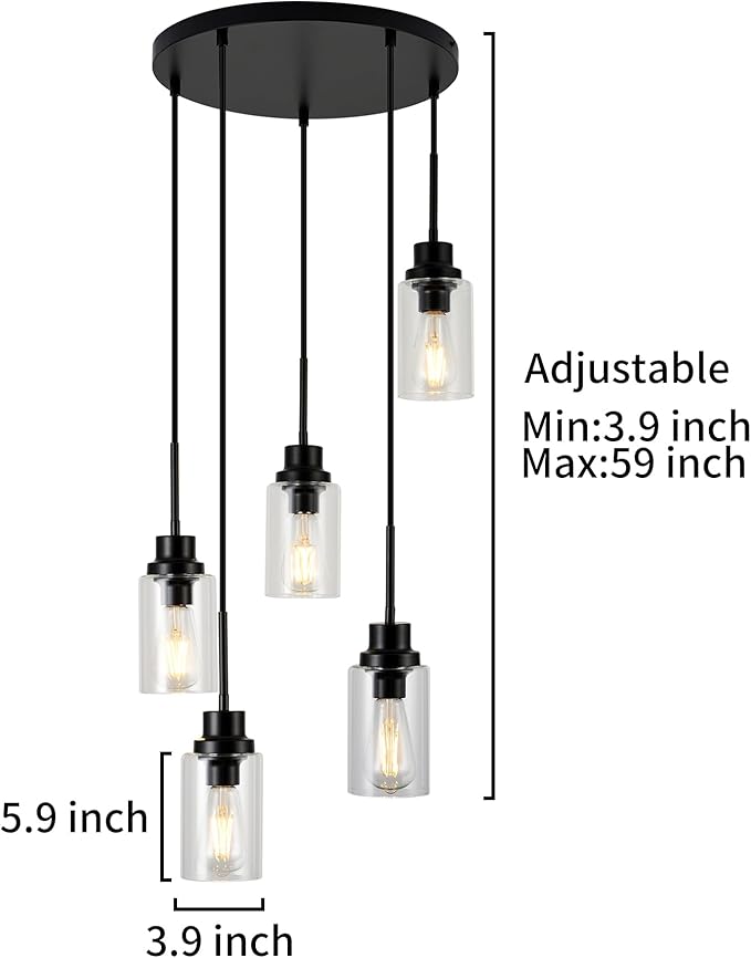 5-Light Kitchen Island Dimmable Pendant Lights - Image 7
