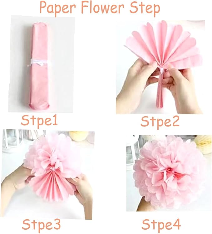 12pcs Paper Pom Poms Tissue Flower Kit - 10in 12in Green Hanging Balls - Image 3