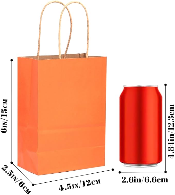 qiqee 24 Pcs Orange Mini Paper Gift Bags - Image 4
