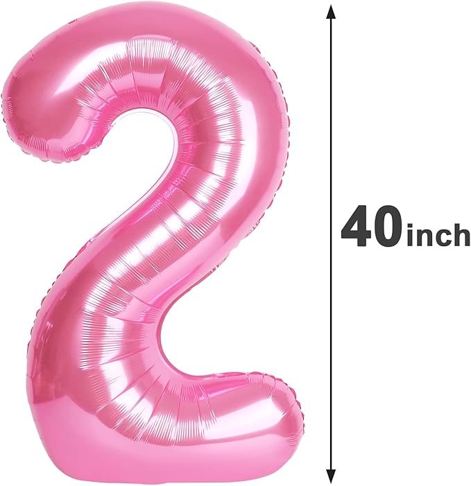 Big Pink 2 Number Balloon 40 Inch Birthday Decoration, Number 2 Helium Balloon - Image 2