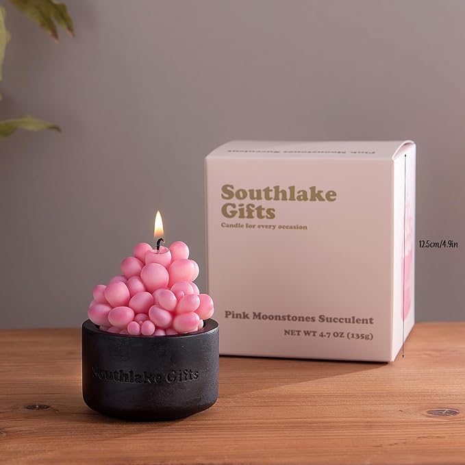 Pink Moonstones Succulent Scented Candle - Image 2