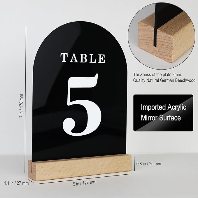 Wedding Table Numbers 1-15, Acrylic Arch Signs - Image 3