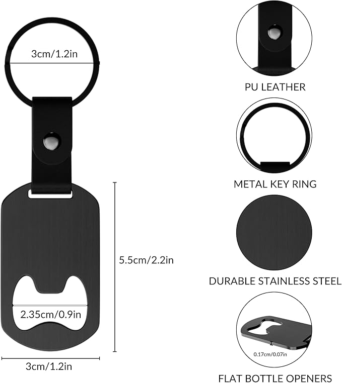 2 in 1 Personalized Bottle Openers Keychains Bulk, Pack 5-100 Flat Metal Custom - Image 2
