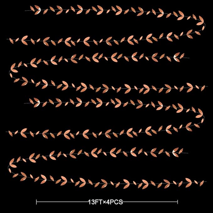 pinkblume Rose Gold Party Decorations Leaf Garland Hanging Paper Rose Gold - Image 2