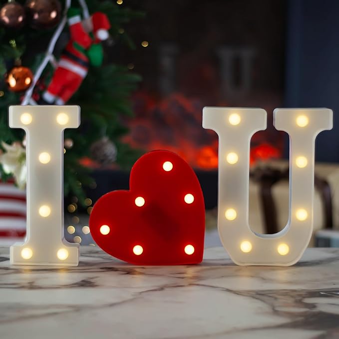 LED Marquee Letter Lights, Light Up Letters Marquee I Love U Sign, Decorative by SKYPHAROS