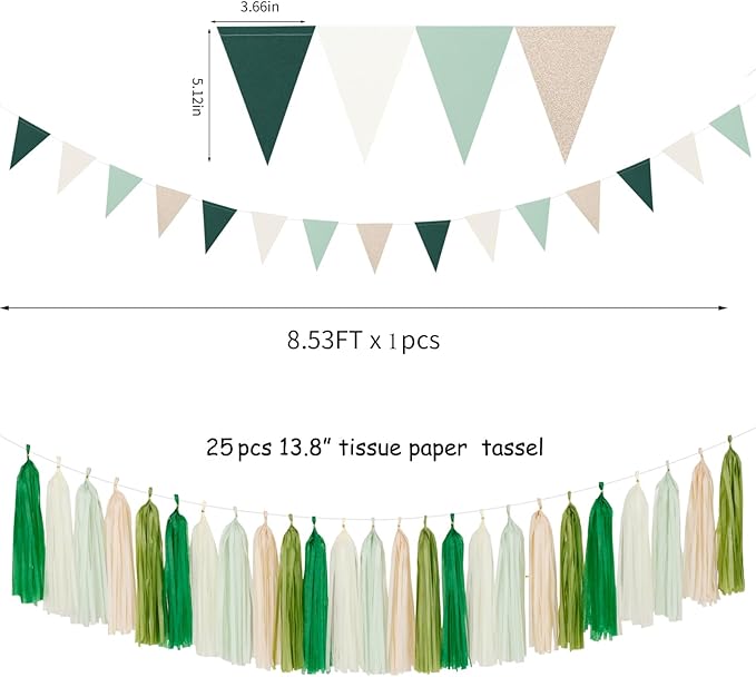 Sage-Olive Green Champagne-Gold Party Decorations - Image 3