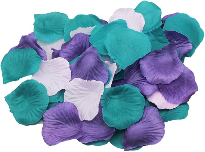 900 Pack Purple Lavender Turquoise Teal Flower Rose Petals Mermaid Party by ALLHEARTDESIRES