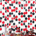 173 Ft Red Black and White Party Decorations Big Star Circle Dots Backdrop by pinkblume