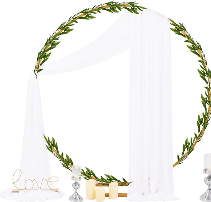 Socomi White Sheer Wedding Arch Draping Fabric 29" x 20Ft 4 Panels Outdoor - Image 4