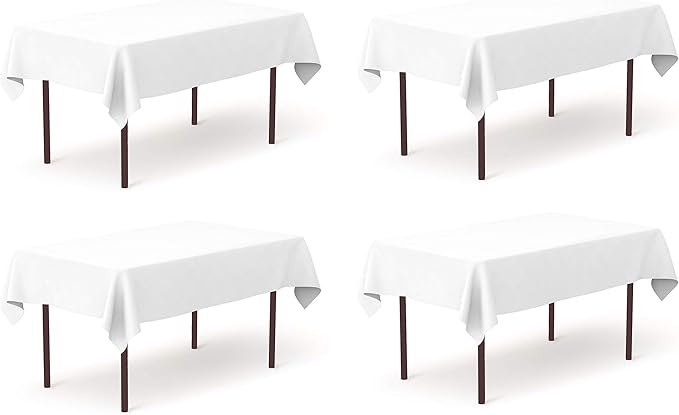 Pomp Pure White 60" x 84" Poplin Polyester Tablecloth | Wrinkle + Stain by POMP