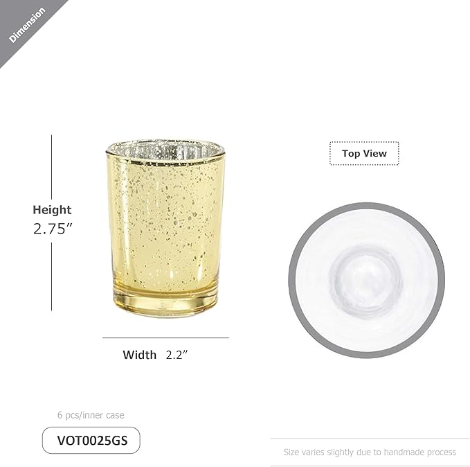 WGV Gold Speckled Tea Light Votive Candle Holder 2.2x2.75, Small Tiny Utility - Image 2