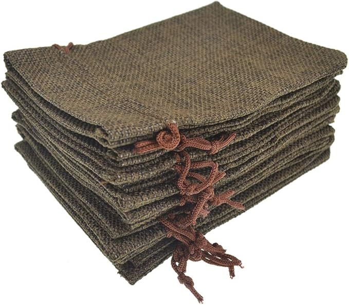 20pcs Burlap Drawstring Gift Bags, Natural Linen Jewelry Pouch - Image 2