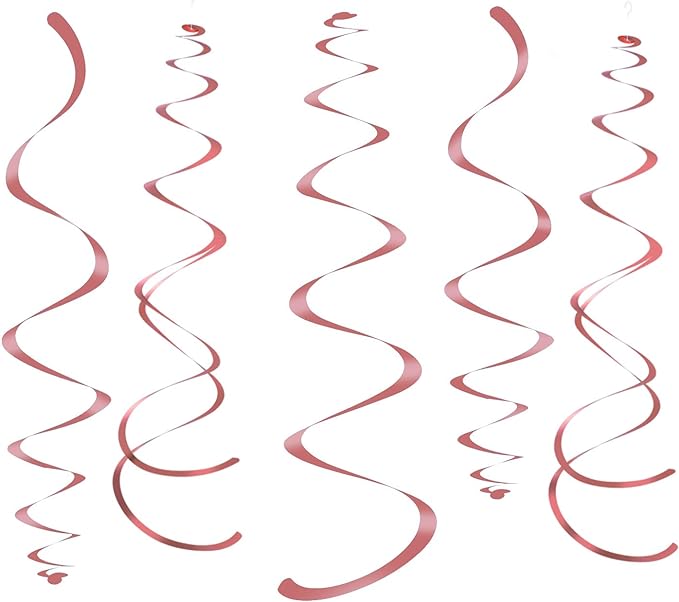Rose Gold Party Hanging Swirl Decorations Sparkly Foil Streamer by WEVEN