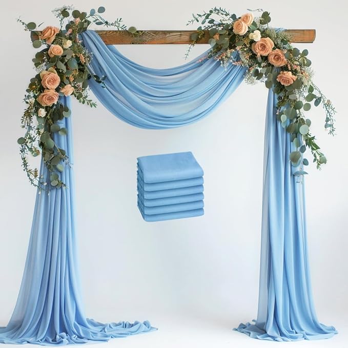 Wokceer Wedding Arch Draping Fabric 6 Panels 28.7" x 20FT Dusty Blue Drapes by Wokceer