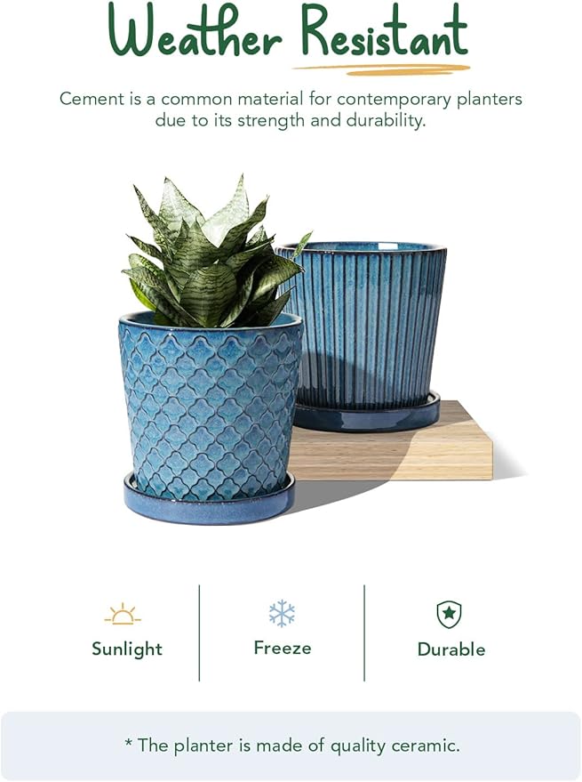 LE TAUCI Ceramic Pots for Plants, 5.5 Inch Plant Pots - Image 4