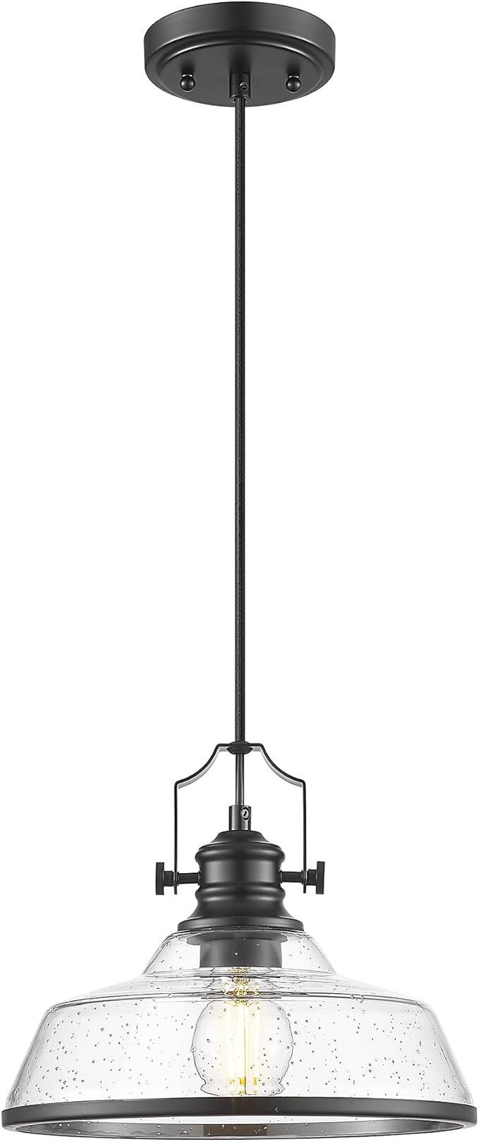 kudos Seeded Glass Pendant Light Kitchen Island, Adjustable Cord, KDPL13-BK-S - Image 8