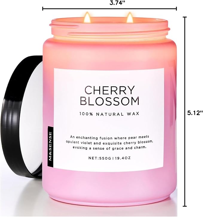 M&SENSE Cherry Blossom Scented Spring Candle, 19.4oz 110 Hours Long Lasting - Image 10