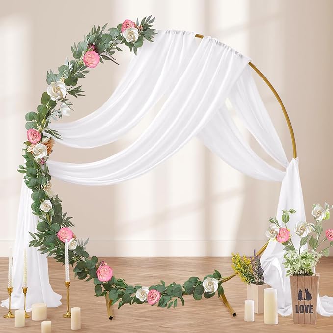 White Wedding Arch Draping Fabric 2 Panels 29" x 20 FT White Drapes - Image 2