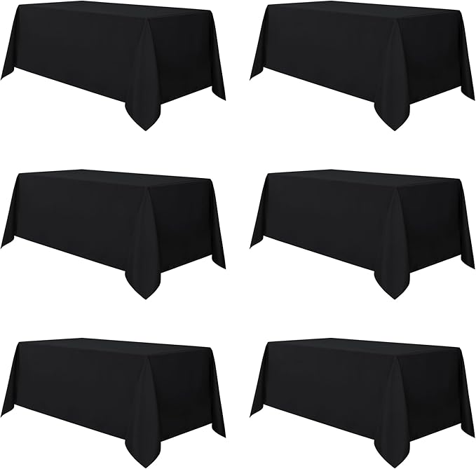 sancua 6 Pack Black Tablecloth 90 x 132 Inch by sancua