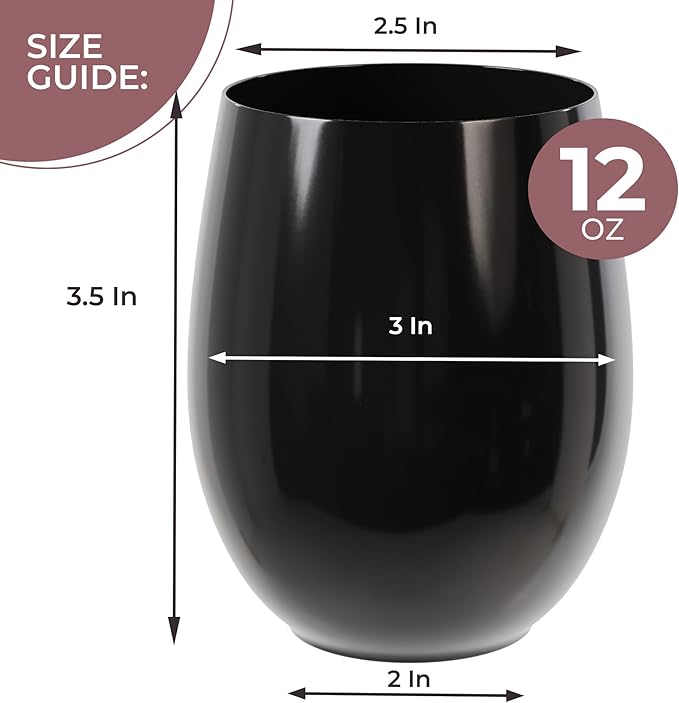Exquisite 48 Pcs Unbreakable Stemless Plastic Wine Glasses Disposable Wine - Image 2