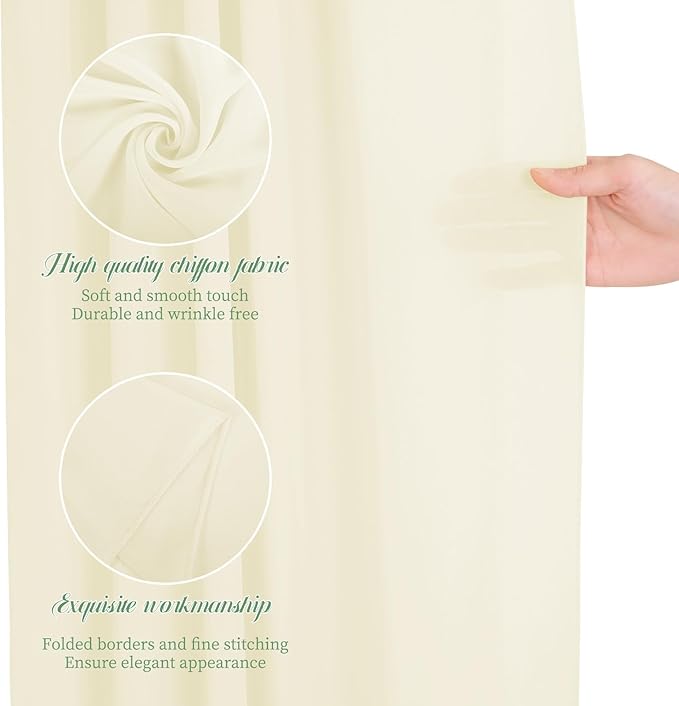 Ivory Sheer Chiffon Wedding Arch Draping Fabric, 1 Panel 28" x 20ft - Image 3
