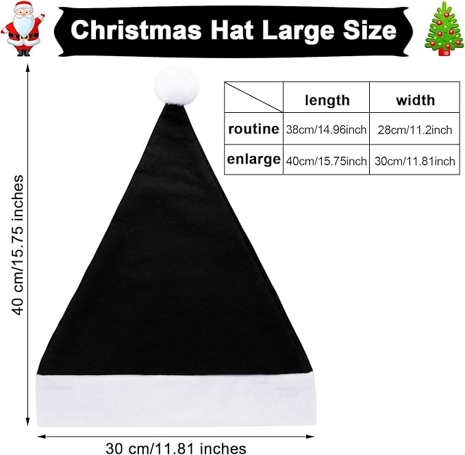 SATINIOR 12 Pieces Santa Hats Christmas Non Woven Fabric Hat - Image 2