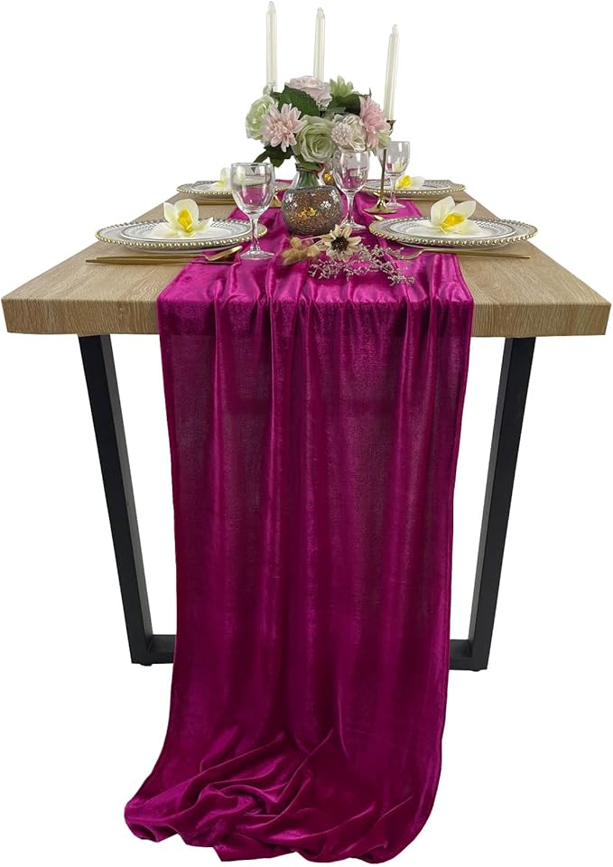 Luxurious Velvet Table Runner, 10ft Wedding Reception Decorations, 20x120inch by EHLDekol