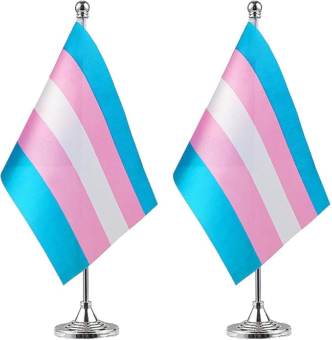 ZXvZYT 2 Pack Pride Rainbow Transgender flag Trans table flag, Small Mini LGBT by ZXvZYT