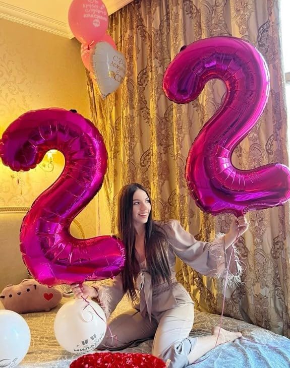40 Inch Big Hot Pink Number 2 Balloon Birthday Decoration, Number 2 Helium - Image 6